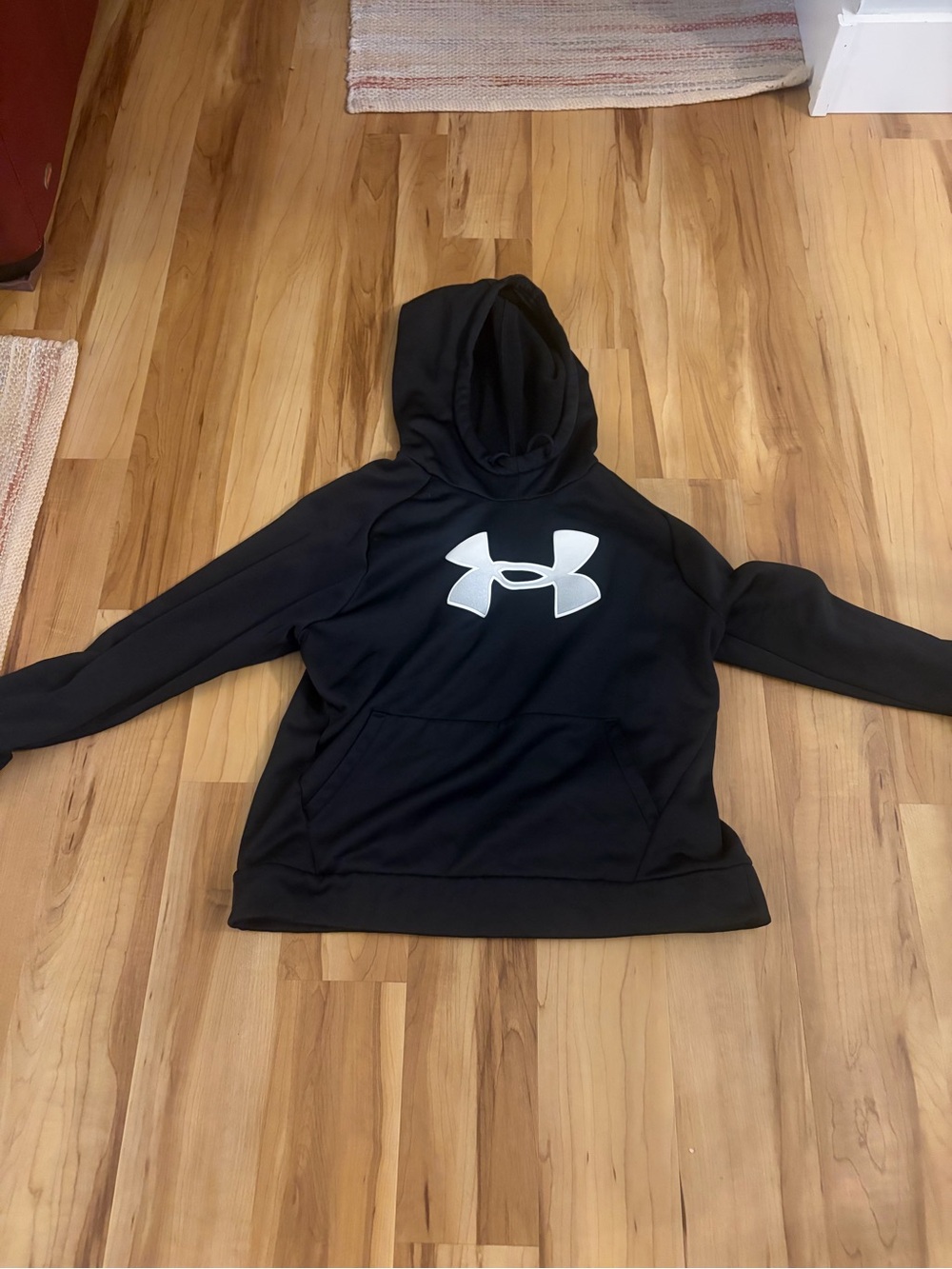 Under Armour Black Hoodie with White Logo - Kids